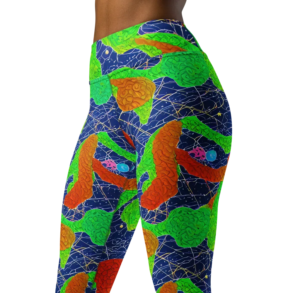 Lime Inferno on Yoga Leggings — Left Front