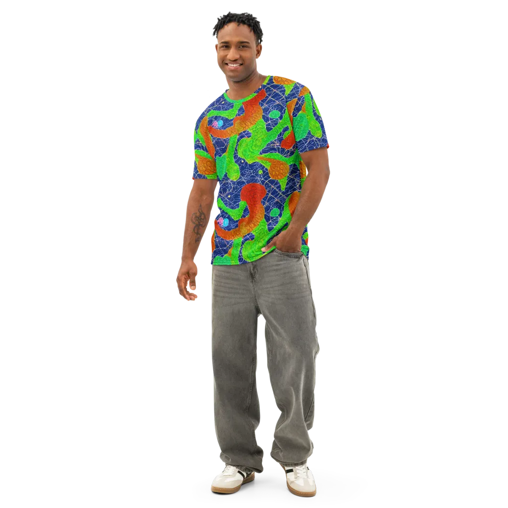 Lime Inferno on Men's Cotton Crew Neck T-Shirt — Front