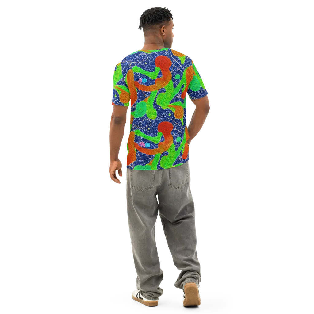 Lime Inferno on Men's Cotton Crew Neck T-Shirt — Back