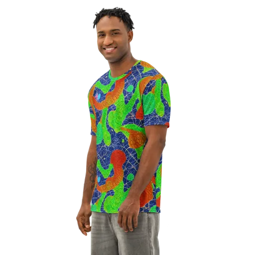 Lime Inferno on a Men's Cotton Crew Neck T-Shirt