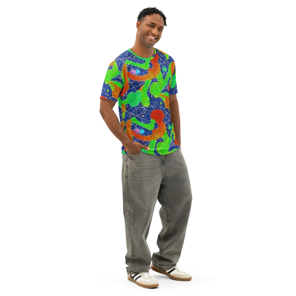 Lime Inferno on Men's Cotton Crew Neck T-Shirt — Right Front