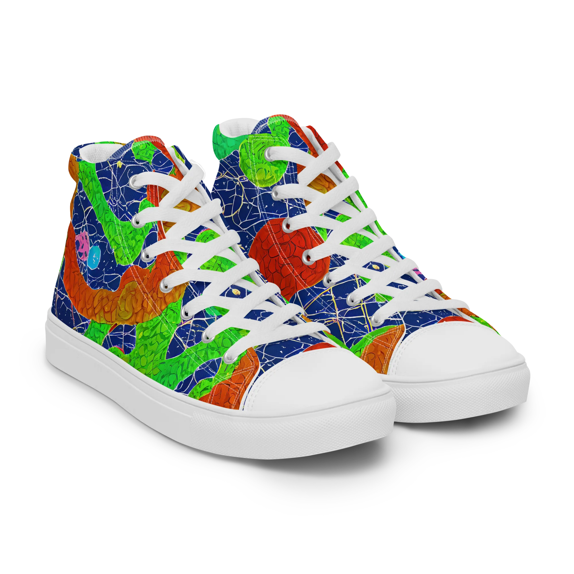 Lime Inferno on Men's High Top Canvas Shoes — Right Front