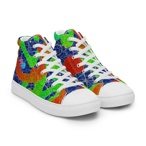 Lime Inferno on a Men's High Top Canvas Shoes