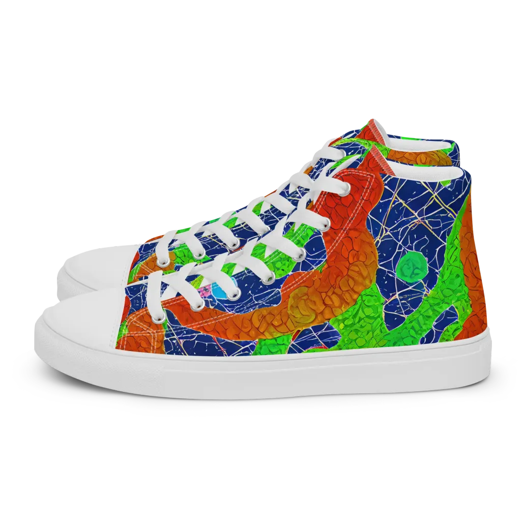 Lime Inferno on Men's High Top Canvas Shoes — Left