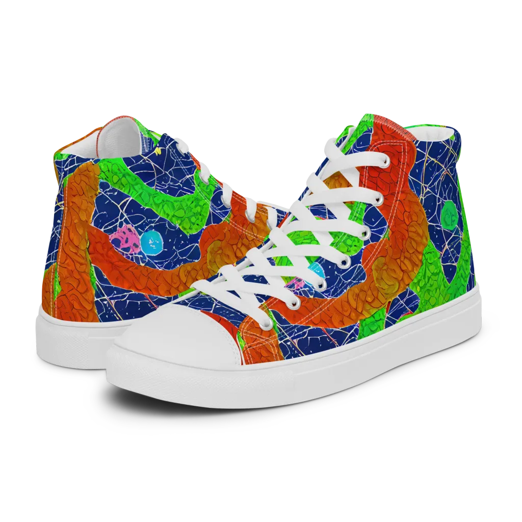 Lime Inferno on Men's High Top Canvas Shoes — Left