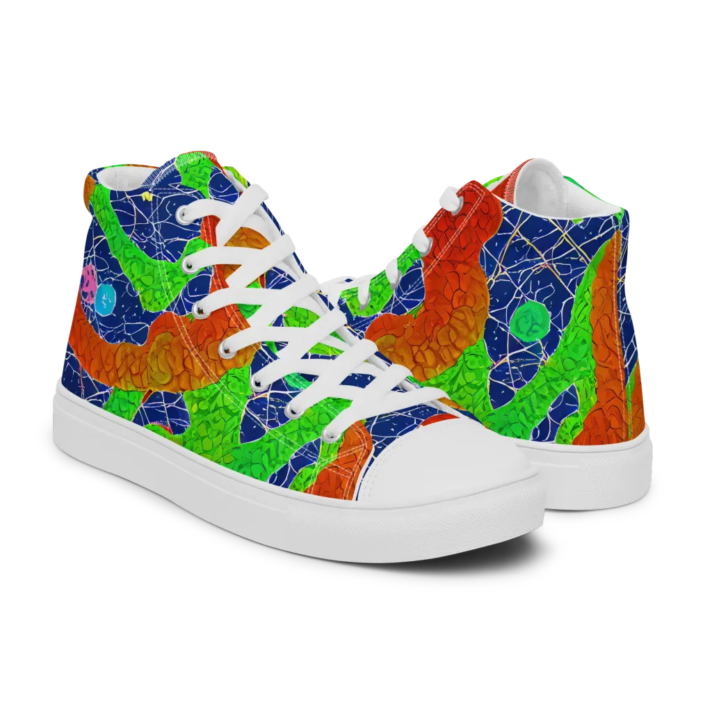 Lime Inferno on Men's High Top Canvas Shoes — Right