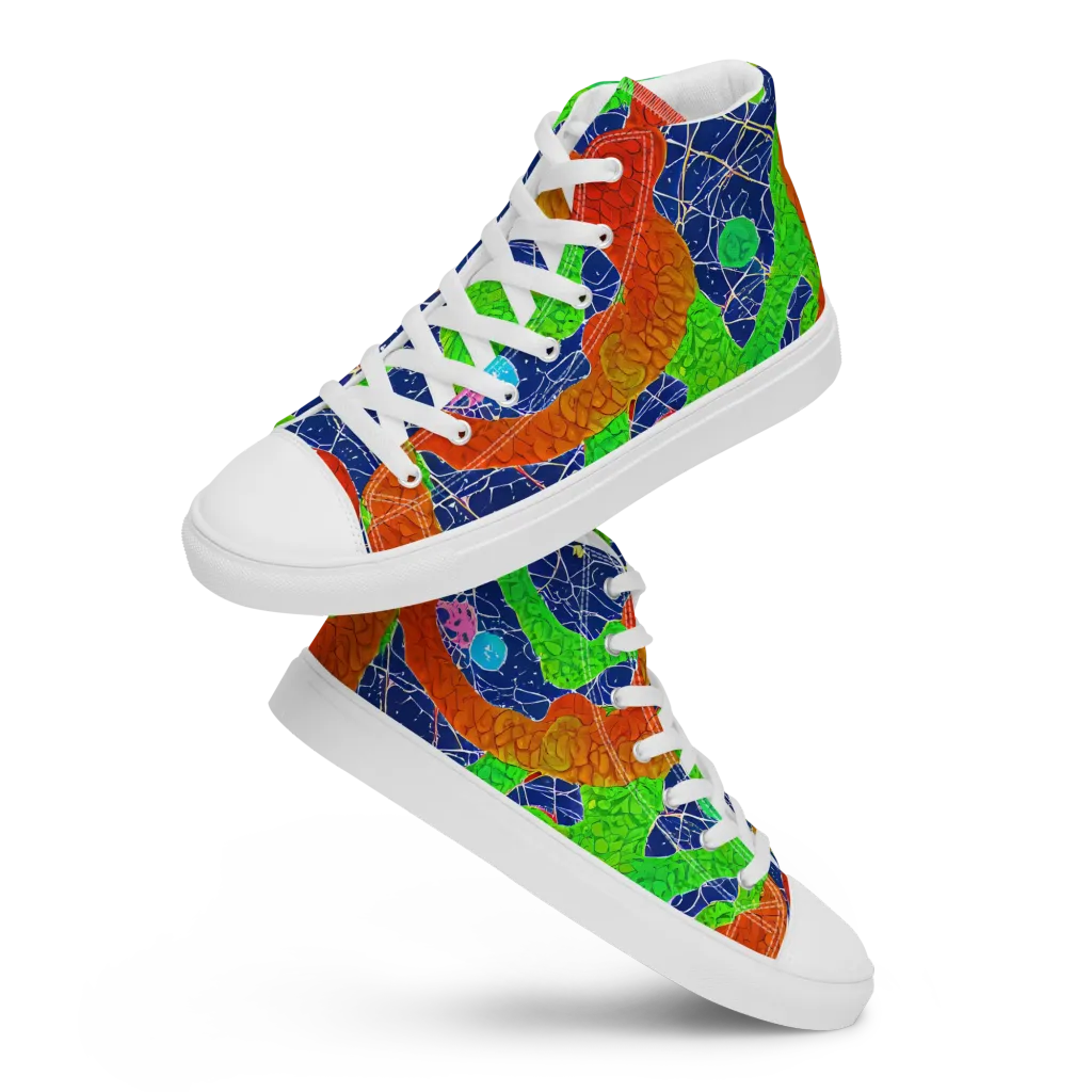 Lime Inferno on Men's High Top Canvas Shoes — Front