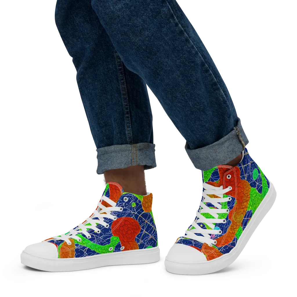 Lime Inferno on Men's High Top Canvas Shoes — Left