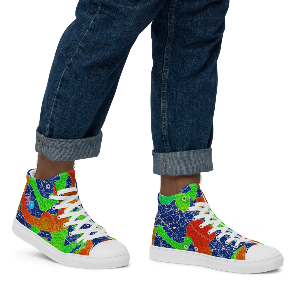 Lime Inferno on Men's High Top Canvas Shoes — Right