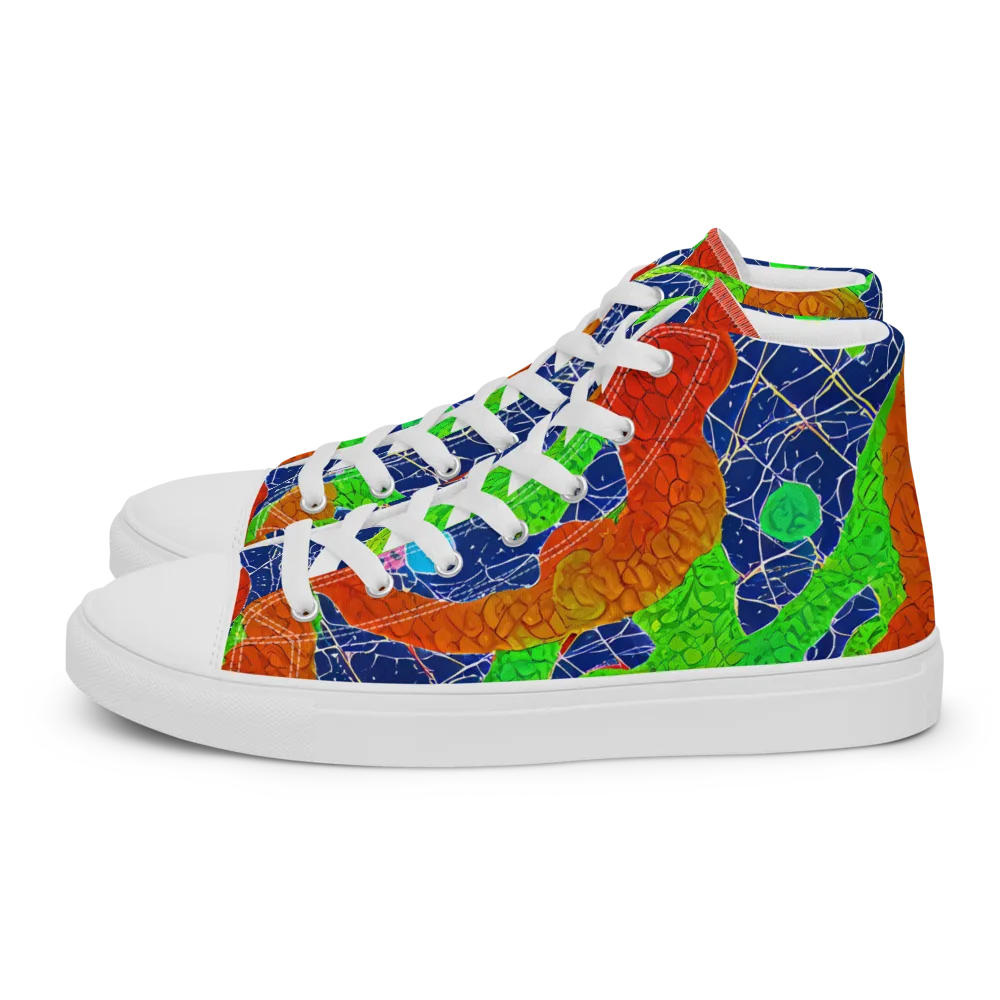 Lime Inferno on Women's High Top Canvas Shoes — Left