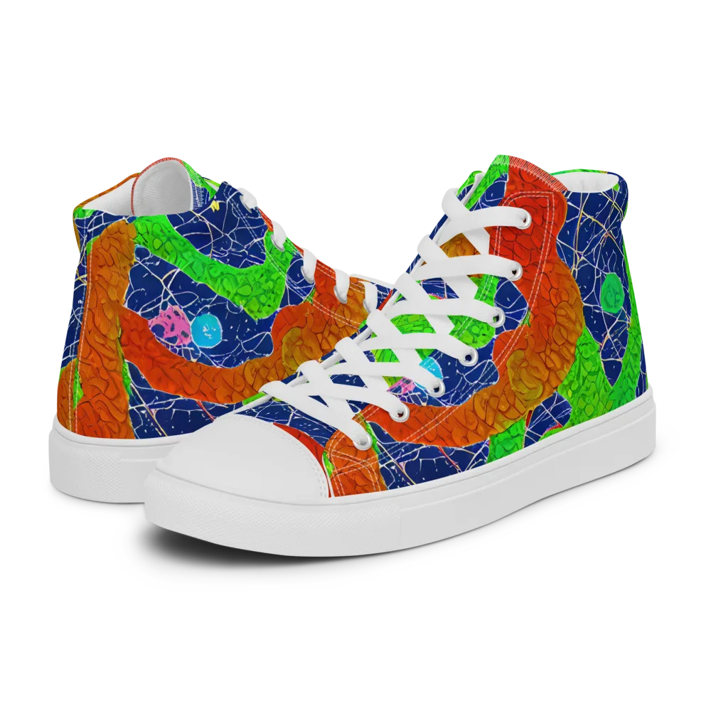 Lime Inferno on Women's High Top Canvas Shoes — Left