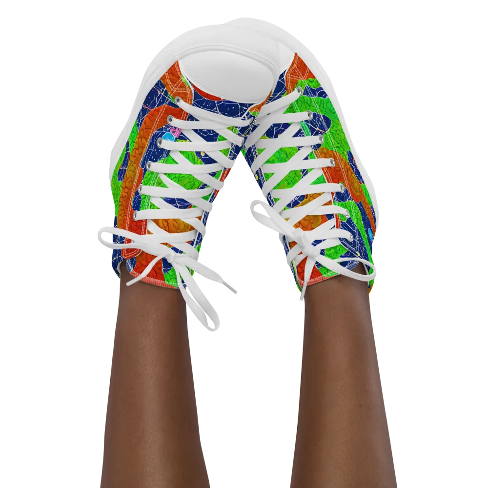 Lime Inferno on Women's High Top Canvas Shoes — Front