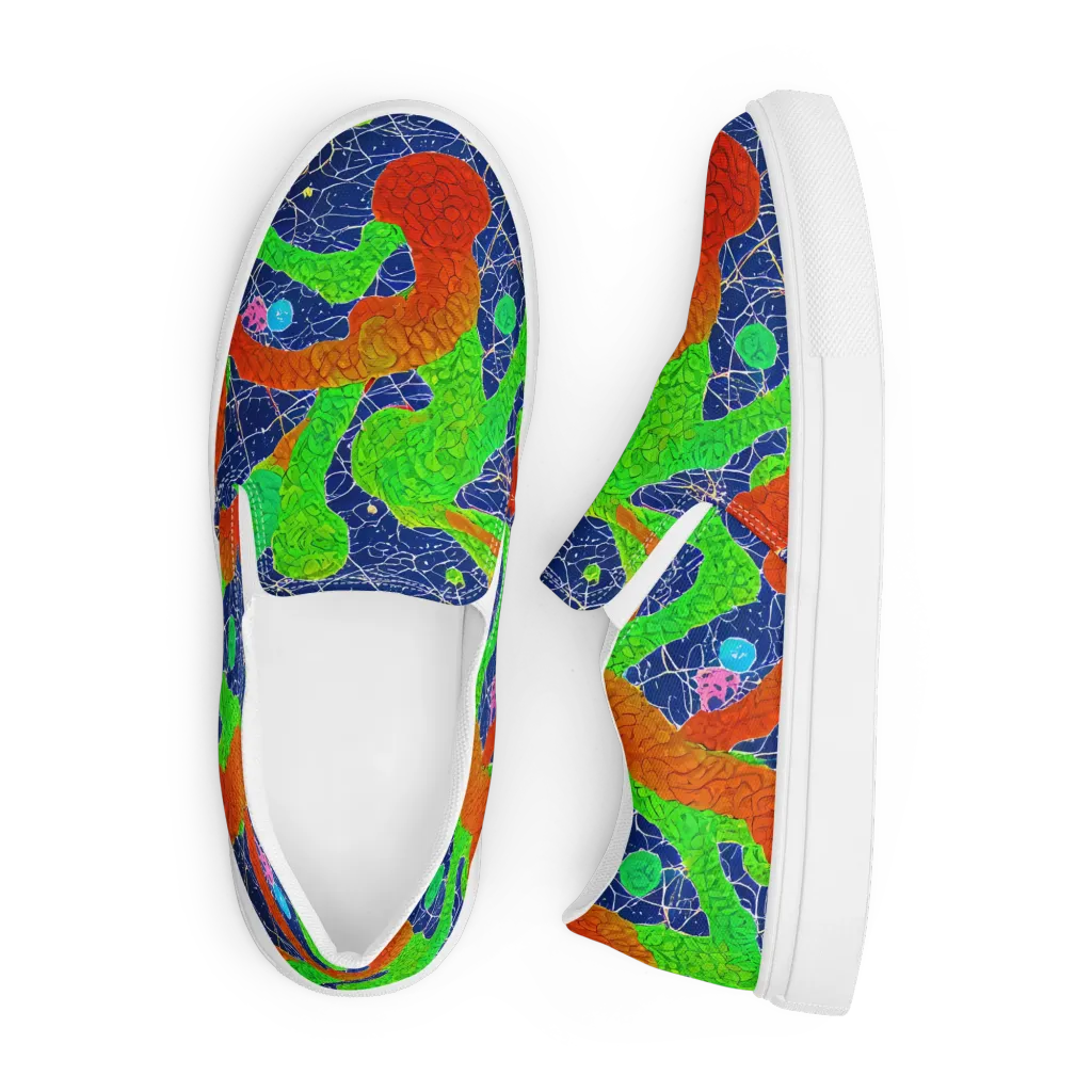 Lime Inferno on Men's Slip-On Canvas Shoes — Front