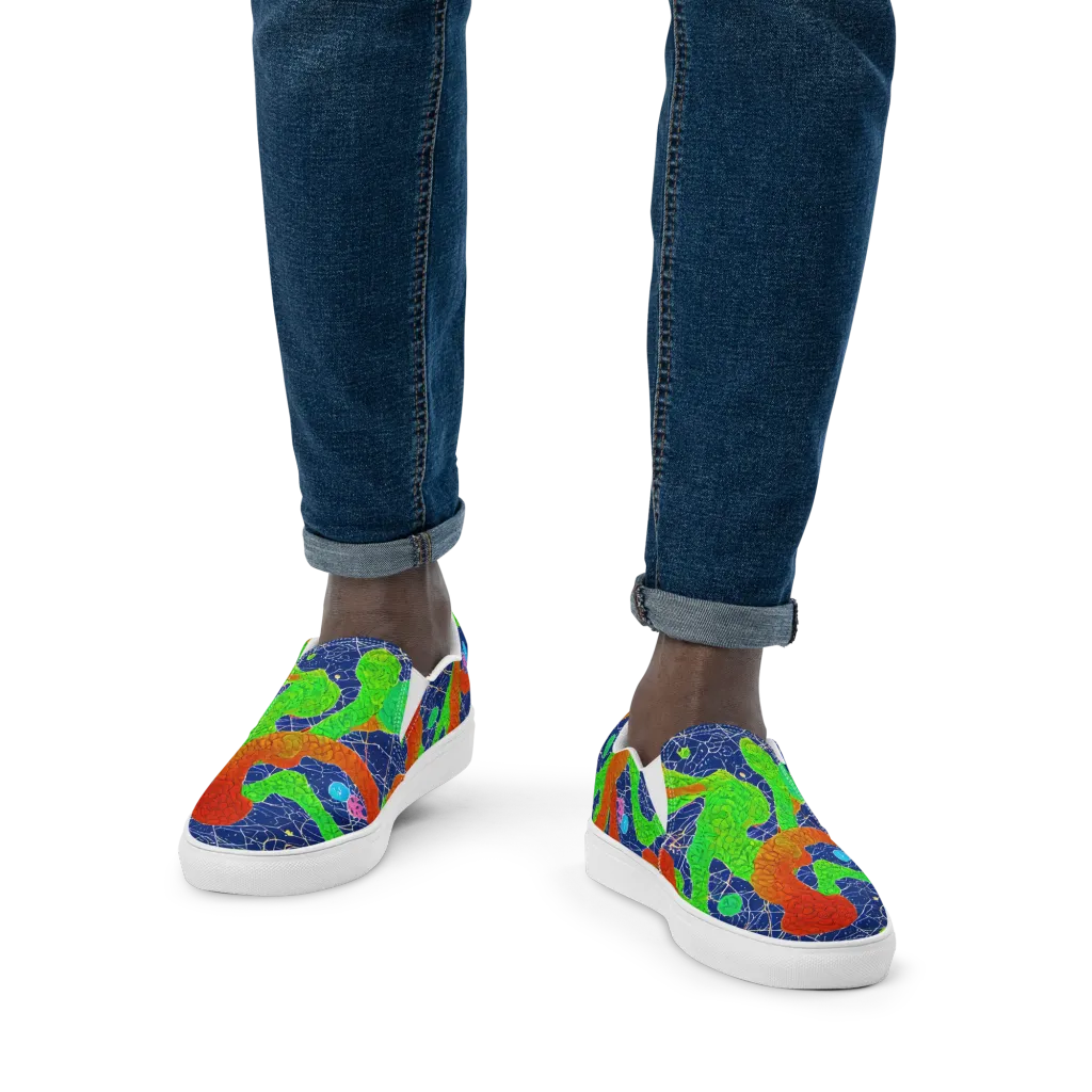Lime Inferno on Men's Slip-On Canvas Shoes — Front