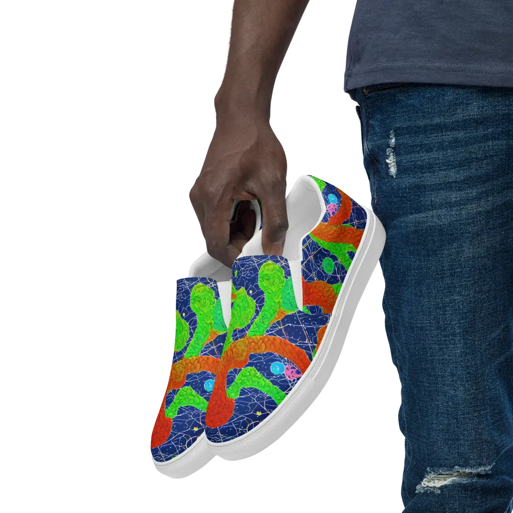Lime Inferno on Men's Slip-On Canvas Shoes — Left Front