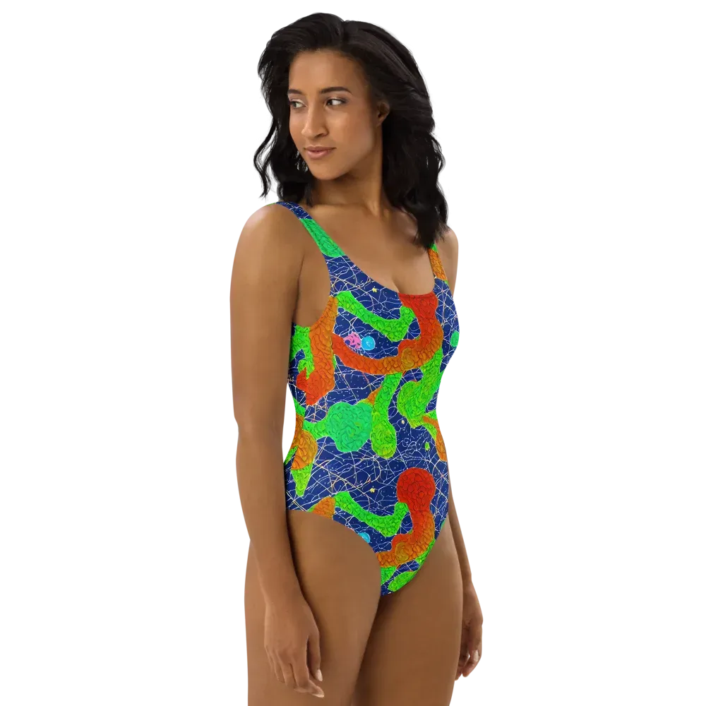 Lime Inferno on One-Piece Swimsuit — Right