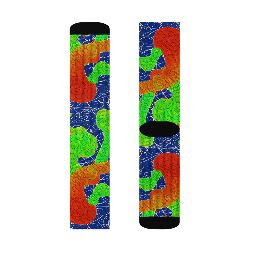 Lime Inferno on Socks — Left Sock