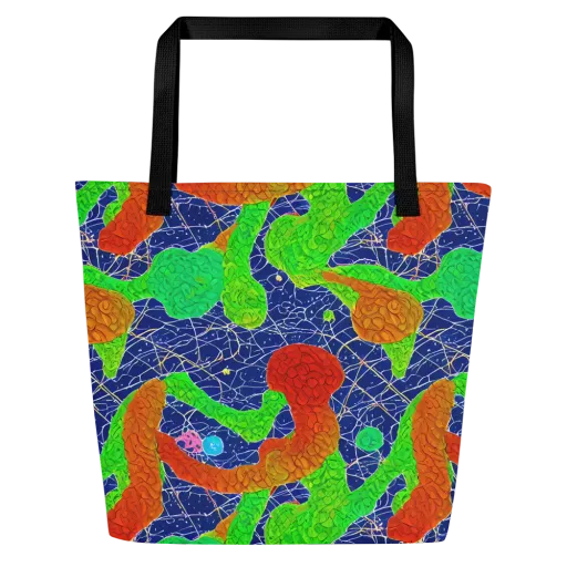 Lime Inferno on a Large Tote Bag W/ Pocket