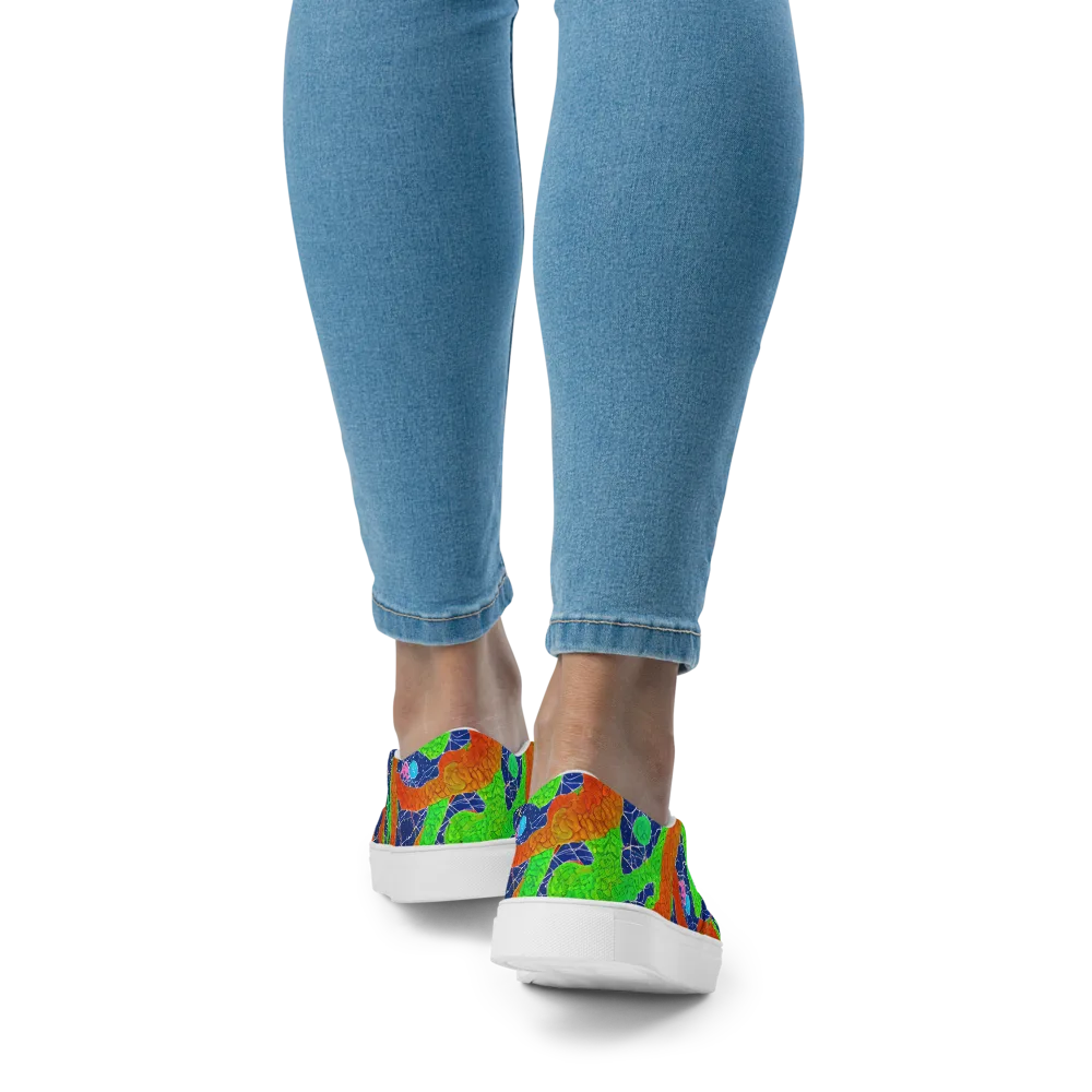 Lime Inferno on Women's Slip-On Canvas Shoes — Back