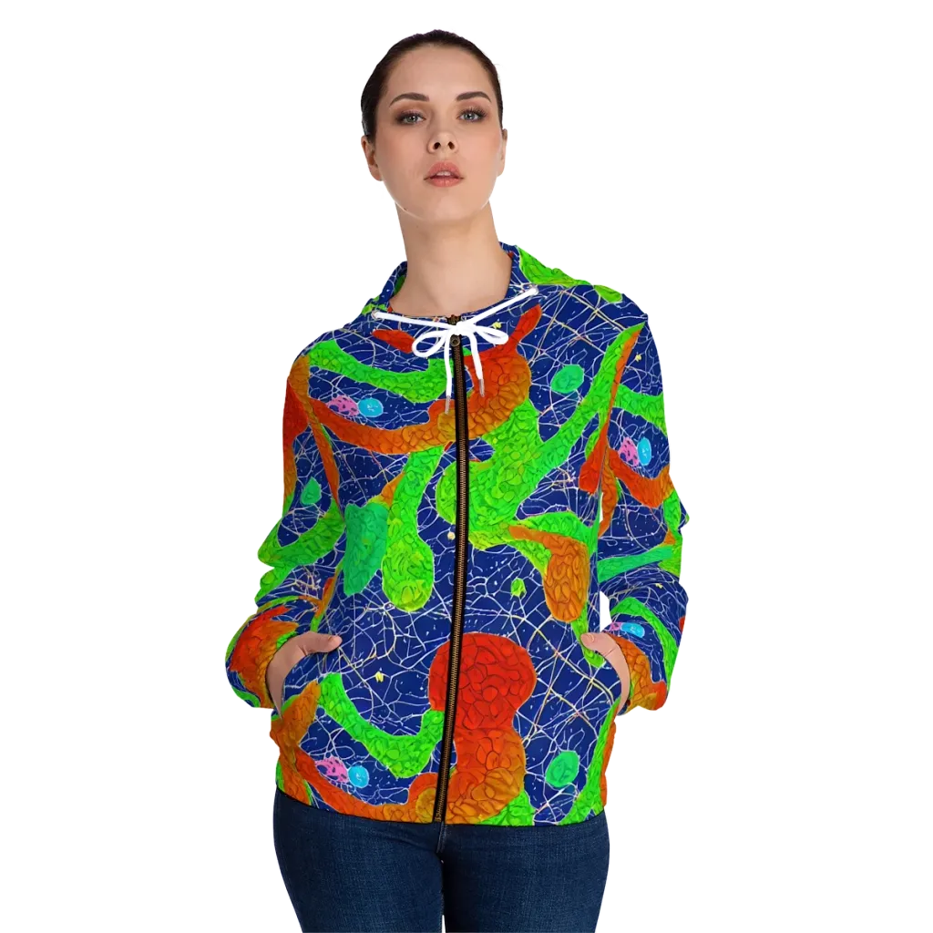 Lime Inferno on Women's Full-Zip Hoodie — Front On Person