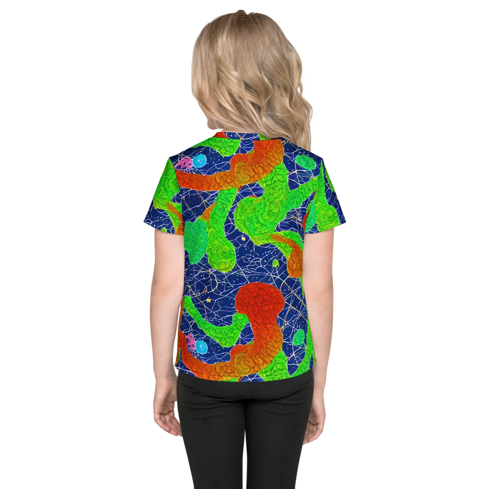 Lime Inferno on Kids Crew Neck T-Shirt — Back