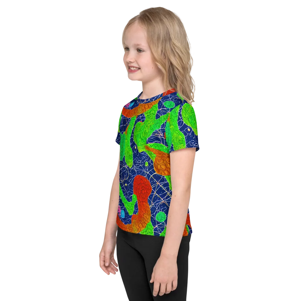 Lime Inferno on Kids Crew Neck T-Shirt — Left