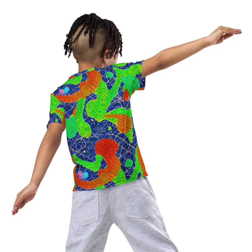 Lime Inferno on Kids Crew Neck T-Shirt — Back