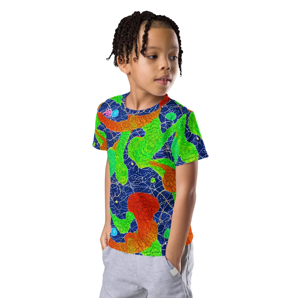 Lime Inferno on Kids Crew Neck T-Shirt — Left Front