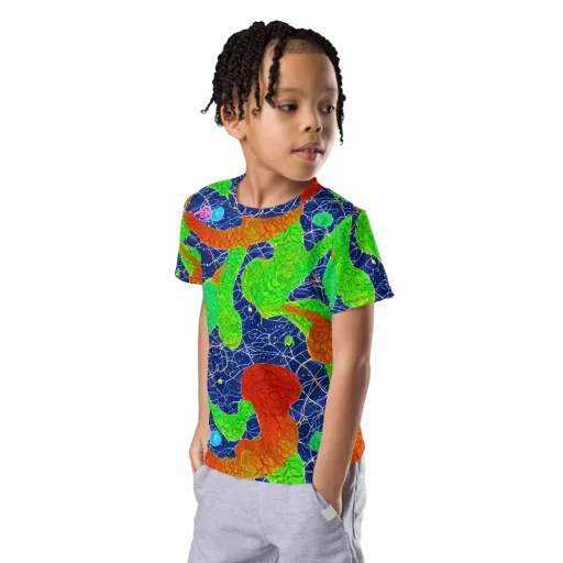 Lime Inferno on a Kids Crew Neck T-Shirt