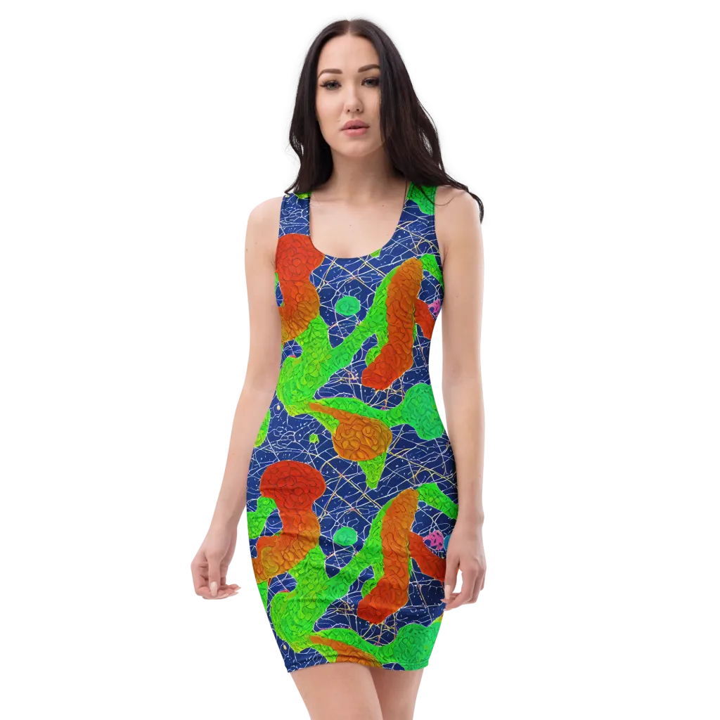 Lime Inferno on Bodycon Dress — Front