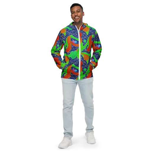 Lime Inferno on a Men's Windbreaker