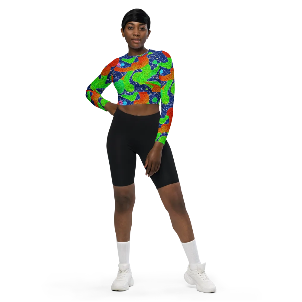 Lime Inferno on Long Sleeve Crop Top — Front