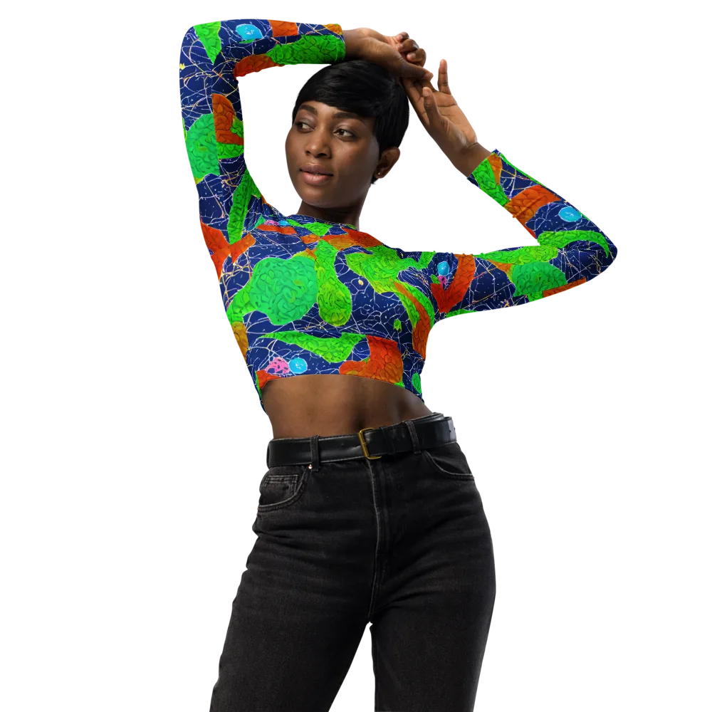 Lime Inferno on Long Sleeve Crop Top — Front