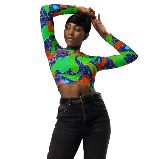 Lime Inferno on a Long Sleeve Crop Top