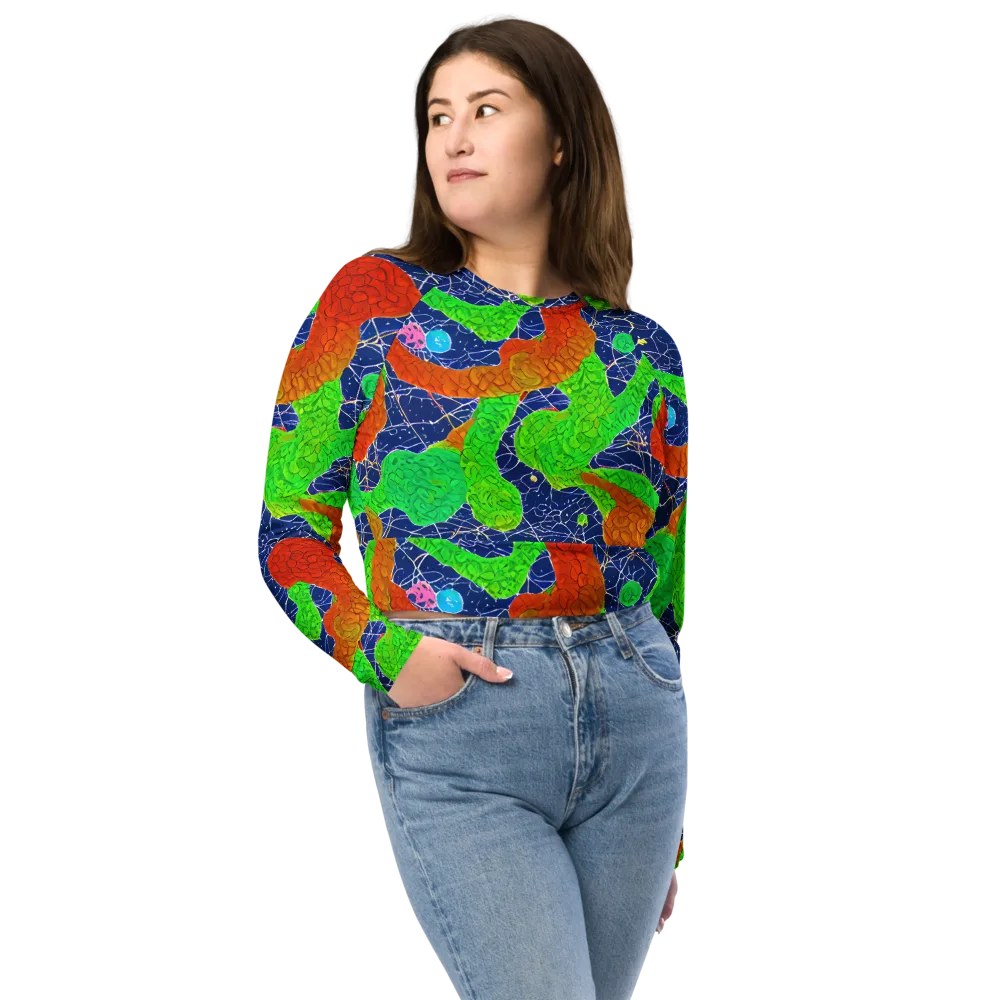 Lime Inferno on Long Sleeve Crop Top — Front