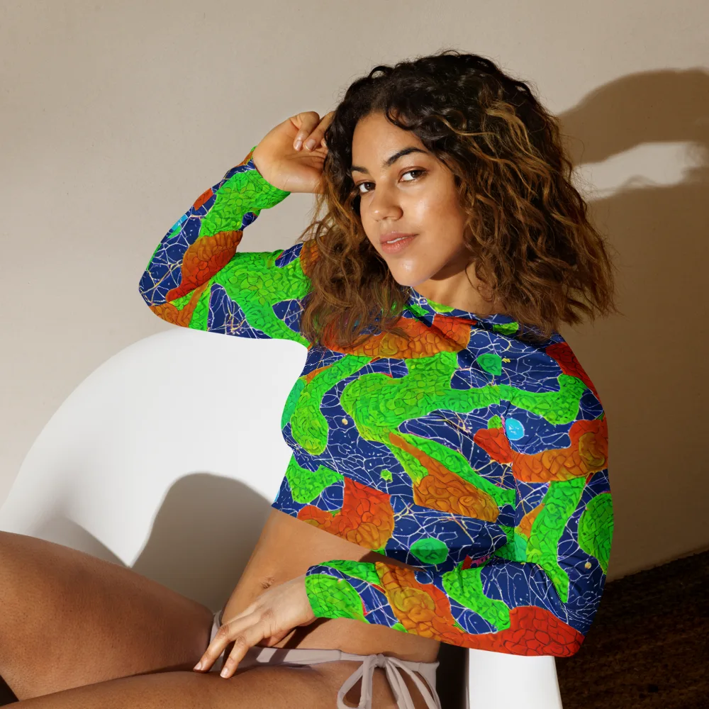 Lime Inferno on Long Sleeve Crop Top — Left Front