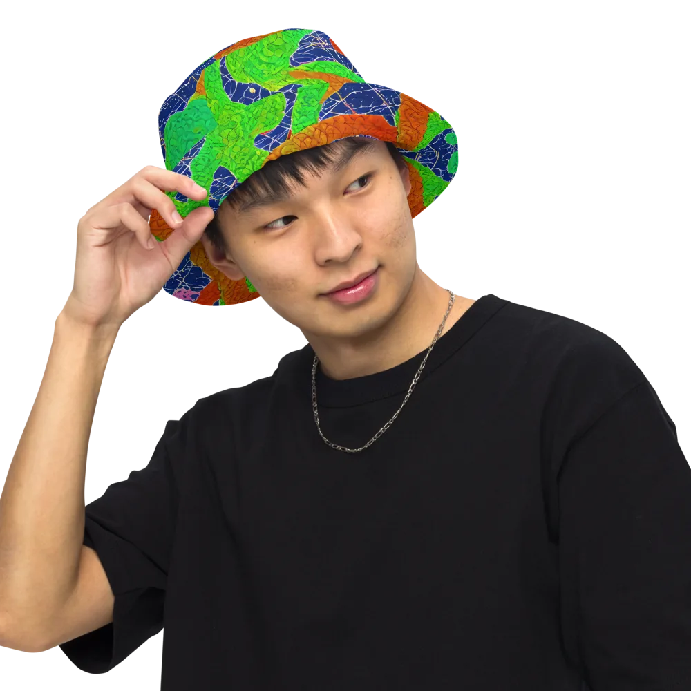 Lime Inferno on Reversible Bucket Hat — Front Inside