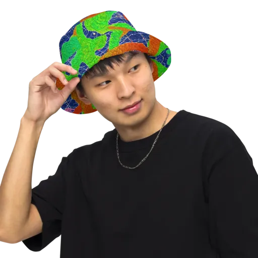 Lime Inferno on a Reversible Bucket Hat