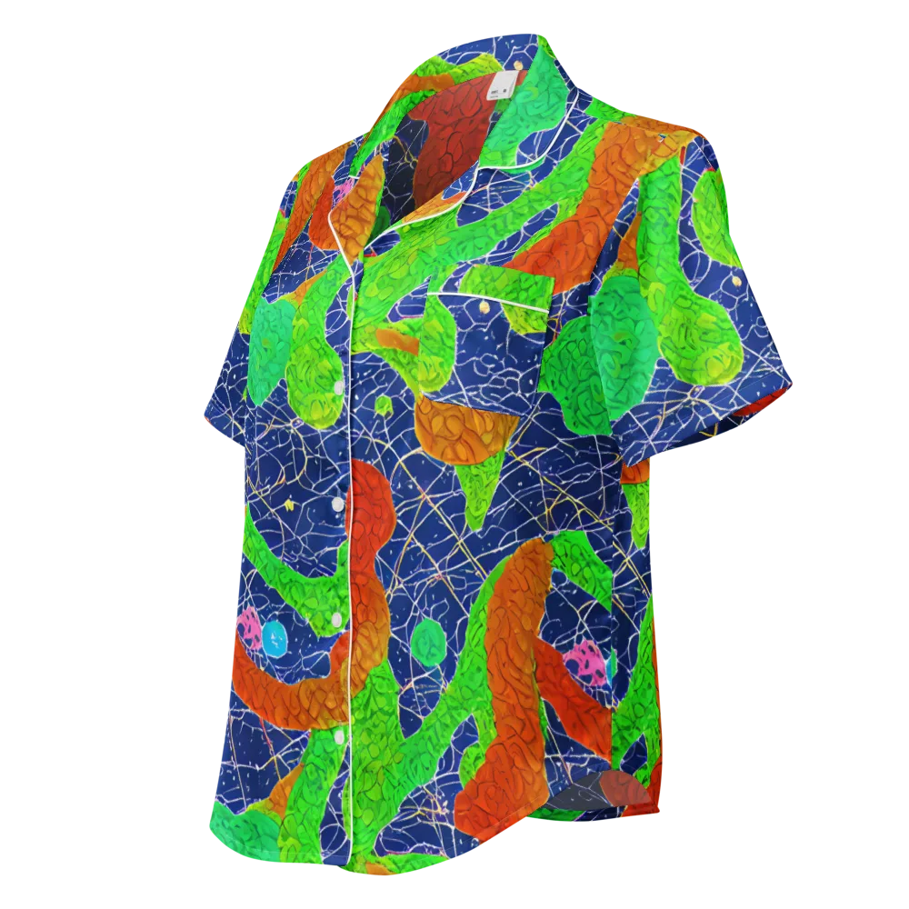 Lime Inferno on Women's Short Sleeve Pajama Top — Left Front