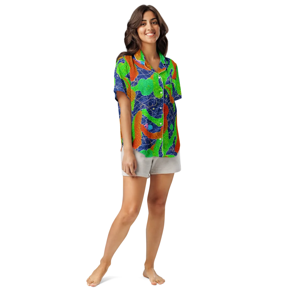 Lime Inferno on Women's Short Sleeve Pajama Top — Front