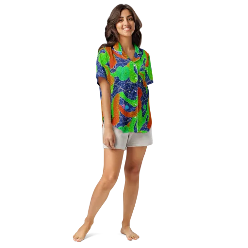 Lime Inferno on a Women's Short Sleeve Pajama Top