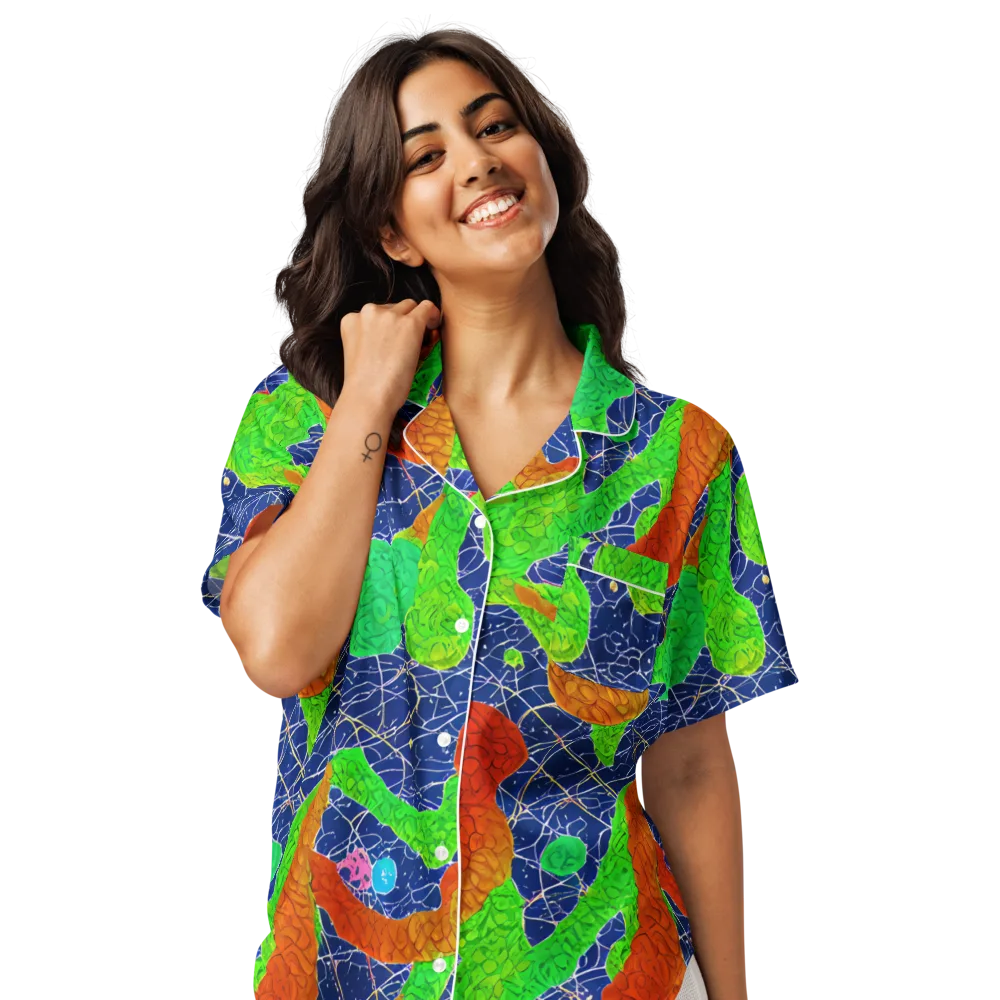 Lime Inferno on Women's Short Sleeve Pajama Top — Front