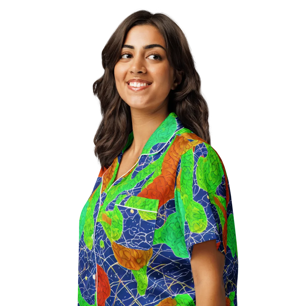 Lime Inferno on Women's Short Sleeve Pajama Top — Left Front