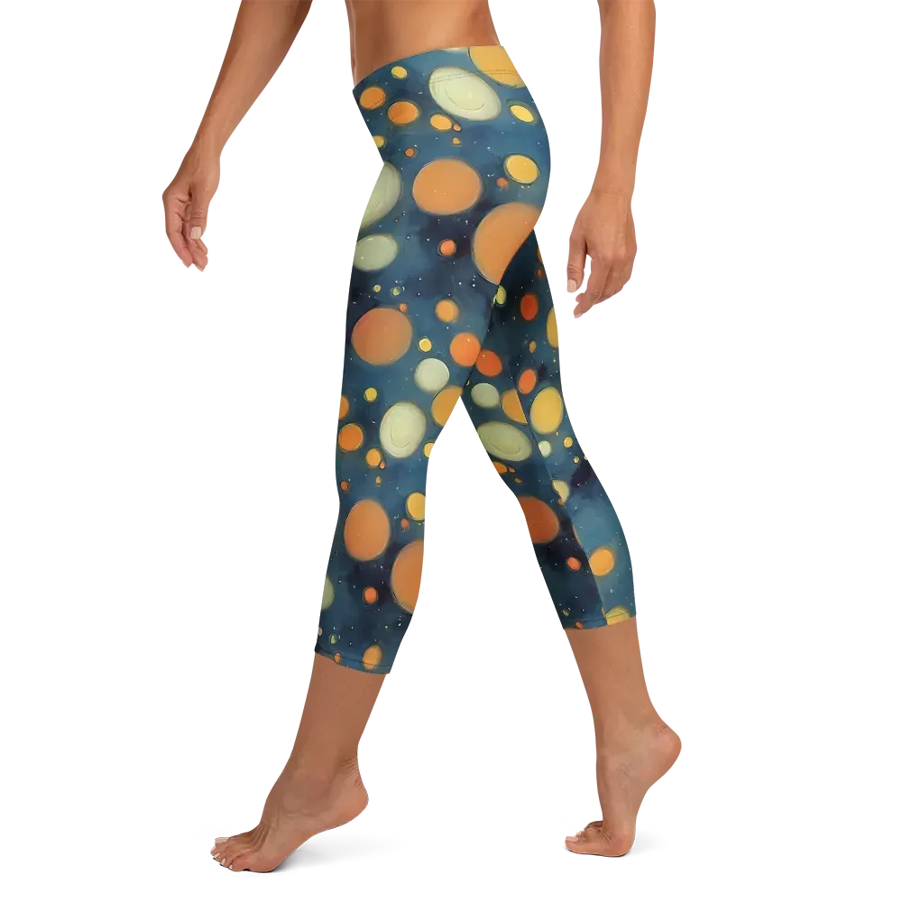 Midnight Orbs on Capri Leggings — Left
