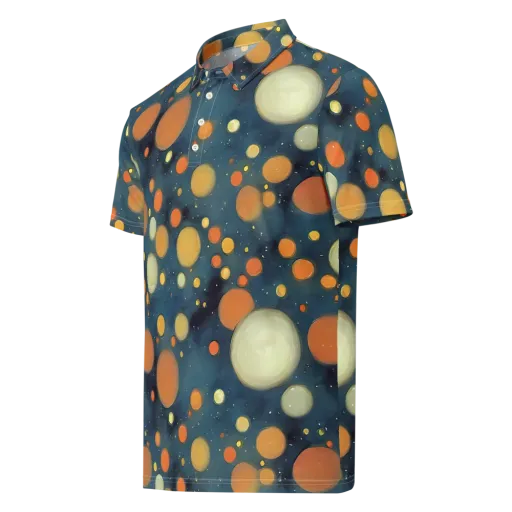 Midnight Orbs on a Men's Slim Fit Polo Shirt