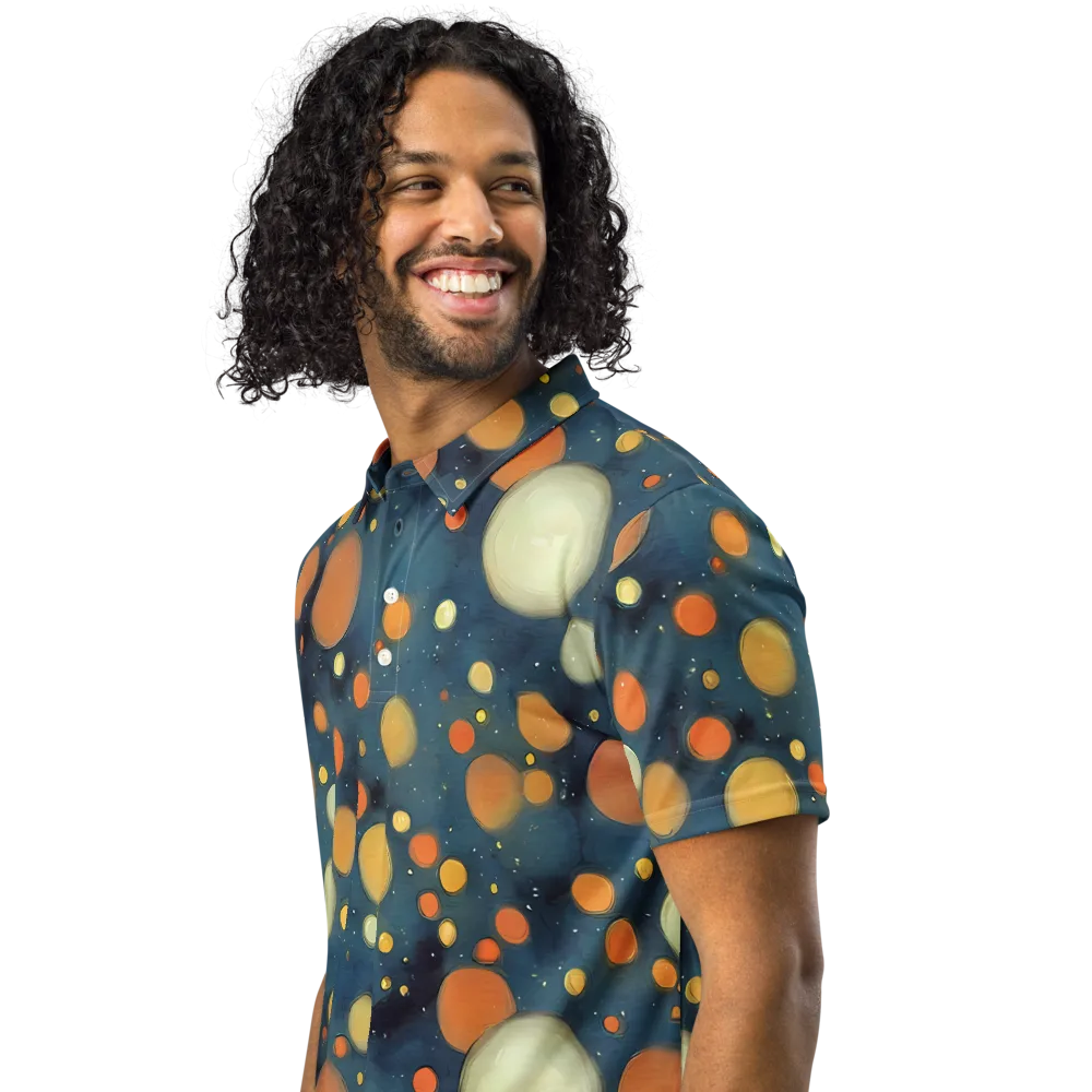 Midnight Orbs on Men's Slim Fit Polo Shirt — Left Front