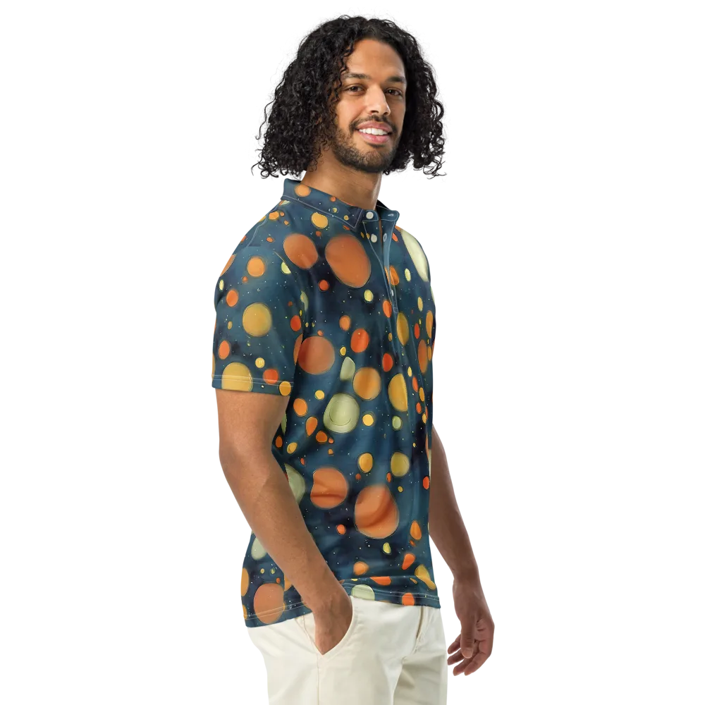 Midnight Orbs on Men's Slim Fit Polo Shirt — Right Front