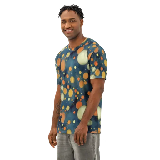 Midnight Orbs on a Men's Cotton Crew Neck T-Shirt