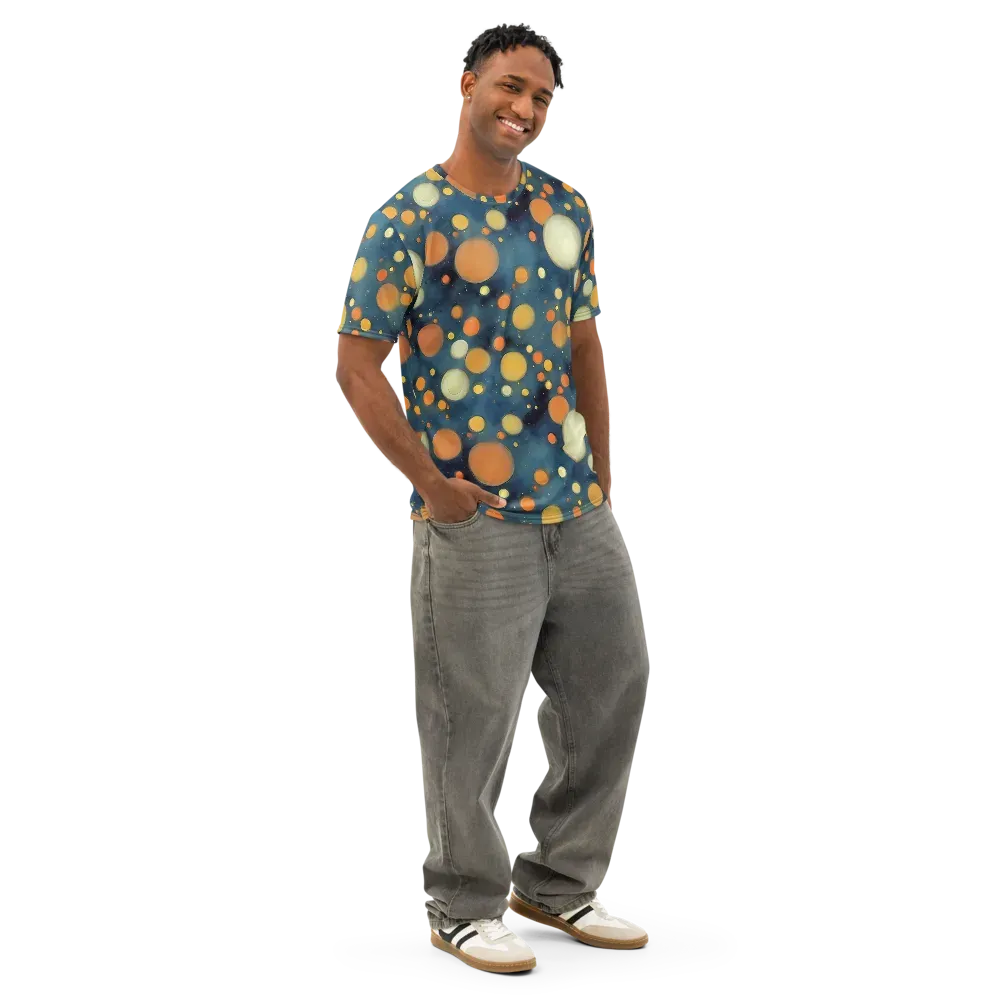 Midnight Orbs on Men's Cotton Crew Neck T-Shirt — Right Front