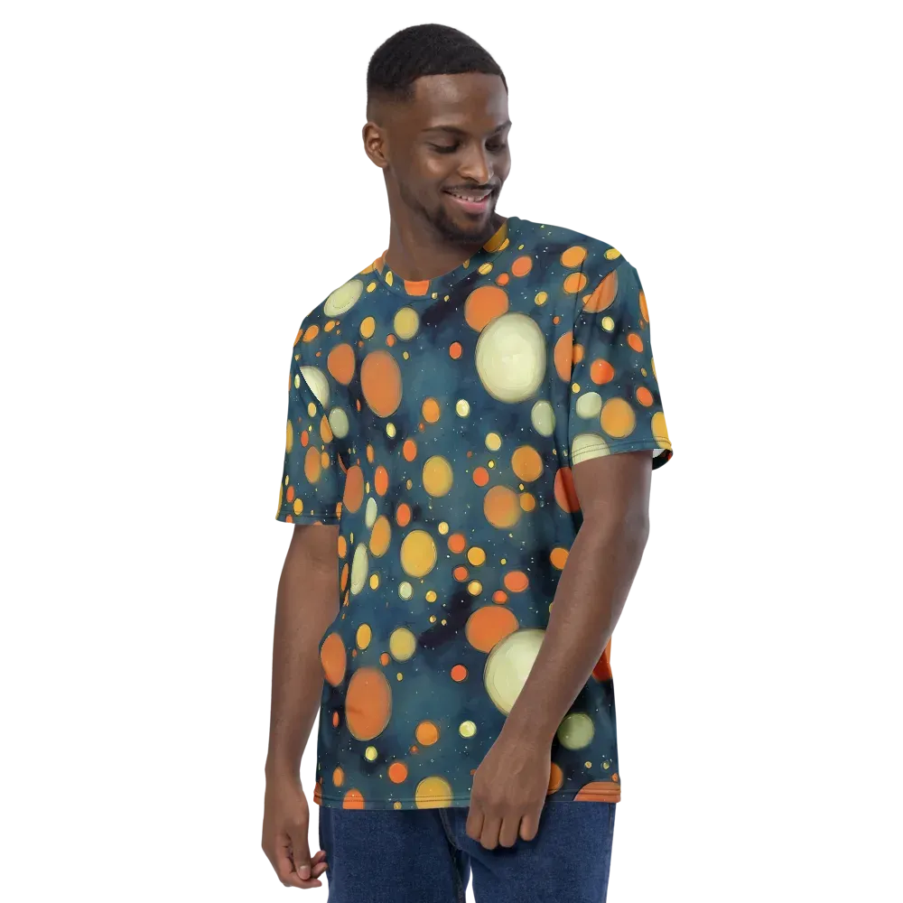 Midnight Orbs on Men's Crew Neck T-Shirt — Left
